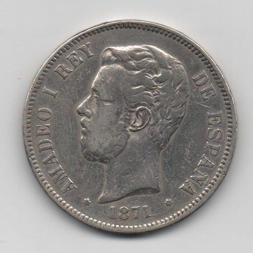 AMADEO I DEL AÑO 1871*73 DE 5 PESETAS